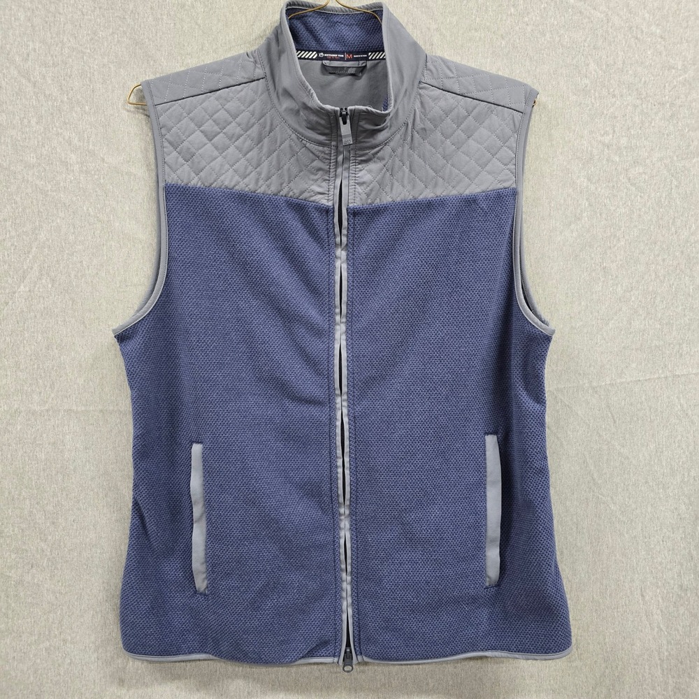 Southern Tide Tide to Trail Mens Full‎ Zip Vest Blue Grey Quilted Style M